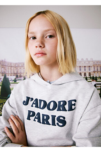 MANGO Woman Light Gray Girl's Sweatshirt 77033291