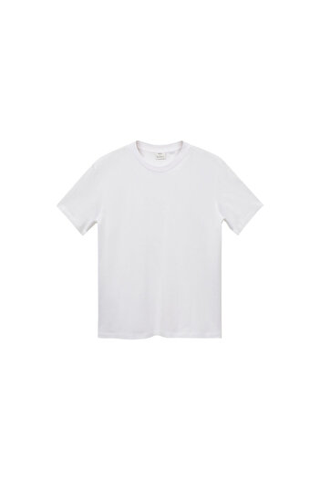 MANGO White Men's T-Shirt 77170585