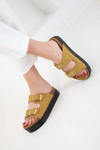 SOHO Mustard Yellow Suede Women's Slippers 20327