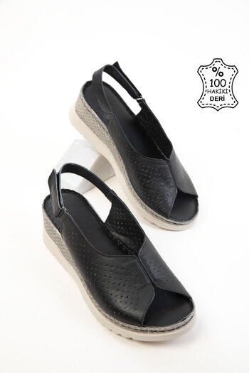 SOHO Black Genuine Leather Women's Sandals 20622