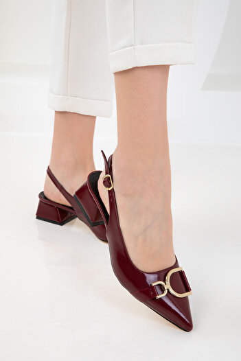 SOHO Claret Red Patent Leather Women's Classic Heeled Shoes 20643