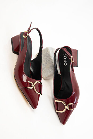 SOHO Claret Red Patent Leather Women's Classic Heeled Shoes 20643