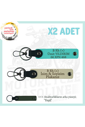 miawiki سلسلة مفاتيح مع لوحة اسم وحروف B + مجموعة الدم x2، S Brown-Turquoise-Ysl، خاصة لمحبي الدراجات النارية