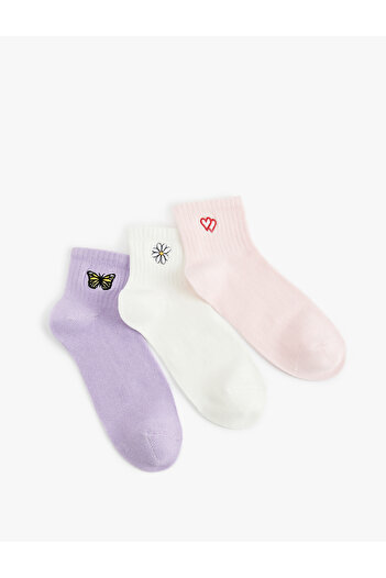 Koton Embroidery Detailed Cotton 3-Piece Socks Set