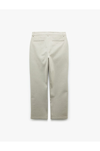 Koton Viscose Blended Pique Fabric Folded Leg Slim Fit Chino Trousers