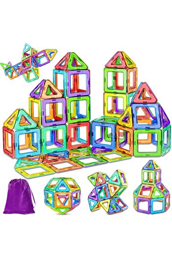 Yelajoy 136-Piece Magnetic Building Blocks Set,3D Educational Diy Construction Toy,for Boys and Girls