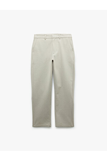 Koton Viscose Blended Pique Fabric Folded Leg Slim Fit Chino Trousers