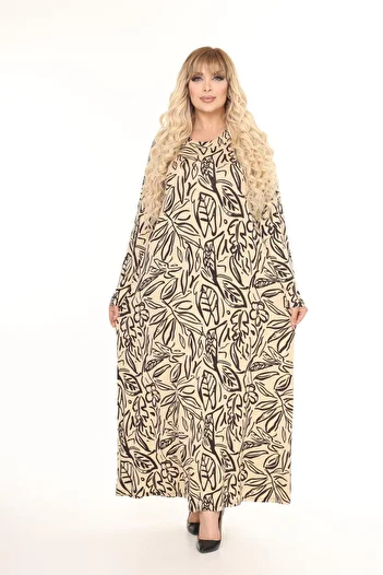 mezura tekstil Women's Plus Size Long Sleeve Viscose Combed Cotton Hijab Suitable Long Maxi Dress