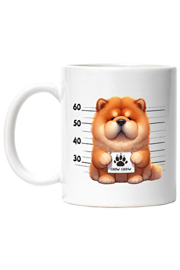 StoryGift Romania Cana cu Chow Chow, caine, animal de companie, ilustratie, blanos, labuta, trist,, Cu Maner Alb