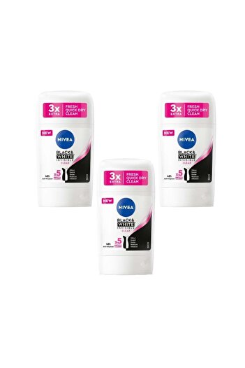NIVEA Set 3 Antiperspirante Black & White Invisible Clear, 3 X 50 ml