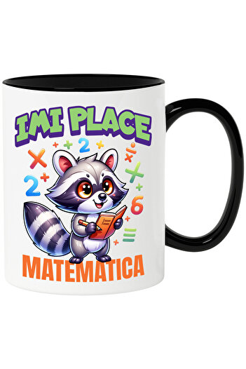 StoryGift Romania Cana cu Sconcs matematician numere carti scoala text imi place matematica, educa, Cu Maner Negru