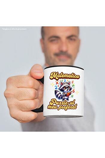 StoryGift Romania Cana Matematica Puzzle-ul Meu Preferat Scoala Educatie, 330ml, Ceramica Cu Maner, Cu Maner Negru Stg
