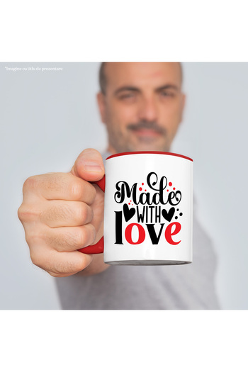 StoryGift Romania Mug with hearts and the text "Made with love" - ​​made with love, family affection, With ,STG
