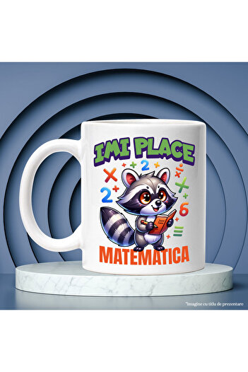 StoryGift Romania Cana cu Sconcs matematician numere carti scoala text imi place matematica, educa, Cu Maner Alb