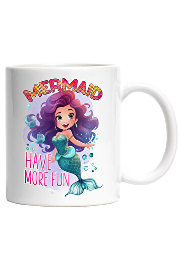 StoryGift Romania Little Mermaid Mug with the message "Mermaid, have more fun", fairy tale, illustration, mai m, With White Handle