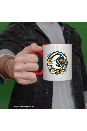 StoryGift Romania Mug with the message "Be kind to your mind", hippie style, culture, illustration, psyche, With ,STG