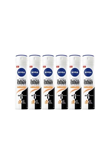 NIVEA Set of 6 Antiperspirant Deodorant for Women 150ml Black&white Invisible Ultimate Impact