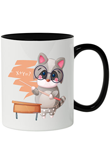 StoryGift Romania Cana Cu Raton, Profesor, Matematica, Ochelari, Multicolor 330 ml, Ceramica cu Ma, Cu Maner Negru