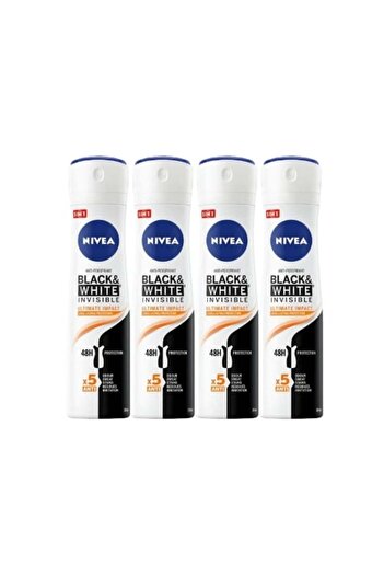 NIVEA Set 4 X Deodorant Antiperspirant Pentru Femei 150ml Black&white Invisible Ultimate Impact