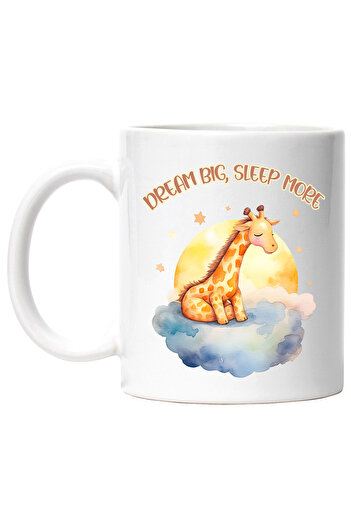 StoryGift Romania Mug with a little zebra sleeping and dreaming with the message "Dream big, sleep more", , With White Handle