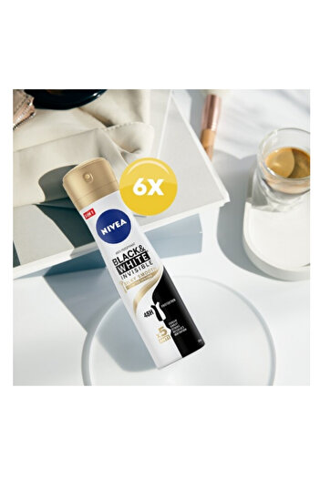 NIVEA Package: Deodorant Spray Black & White Silky Smooth, 150 ml X 6 Pieces