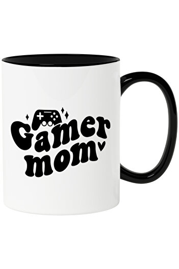 StoryGift Romania Cana cu inimioara si controller cu textul "Gamer mom" - mama jucatoare pasiune c, Cu Maner Negru