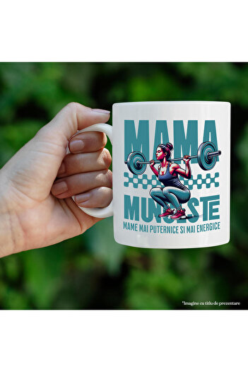 StoryGift Romania Mug with Strong Woman Sala Text Mom Works Stronger and More Energy, Ceramic, With White Handle