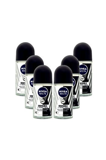 NIVEA Set 6x Antiperspirant Roll-on Men Black&white Invisible Original 50ml