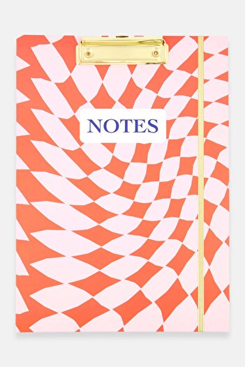 Paperbuzz Allover Print Pad Folio Clipboard With Ruled Notepad, Red