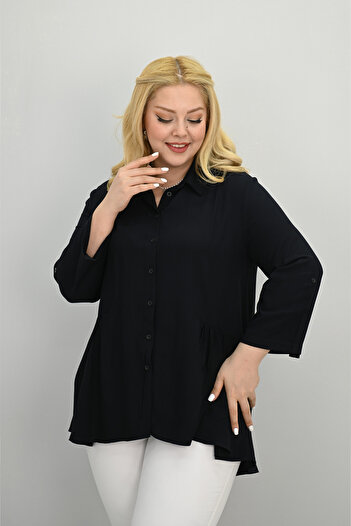 Koza Butik Women's Large Size Ruffle Detailed Shirt 1720-25-1