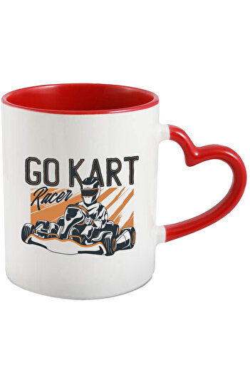 StoryGift Romania Cana Cu Mesaj In Engleza Go Kart, Racer, Cursa, Casca, Masina, Multicolor 330 ml, Cu Maner Inim
