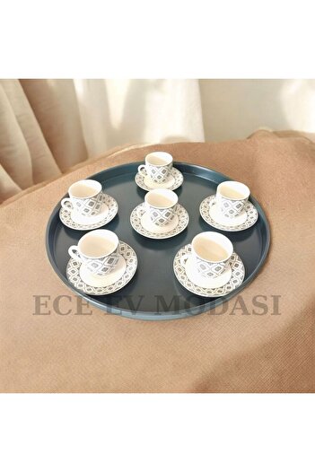 EceAksesuar Tray Metal Large Tea Tray Coffee Tray Presentation Breakfast Tray 40 cm Large Size