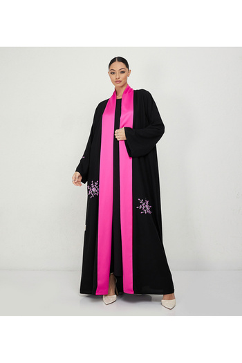 Rosette Abaya Pink-B Stones