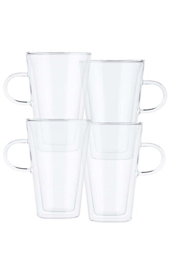 Quasar & Co. Set of 4 double-walled mugs Quasar & Co.®, 400 ml, heat-resistant, straight model, transparent