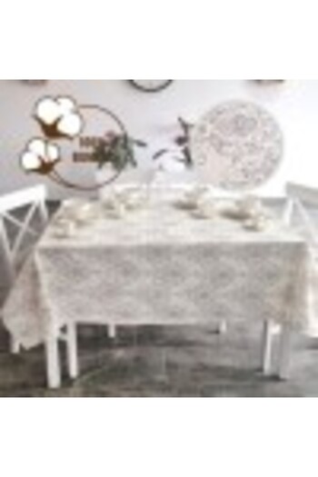 Pucioasa Tablecloth with Teflon-Coated Cotton, 160x320cm, Baroque Gray Design