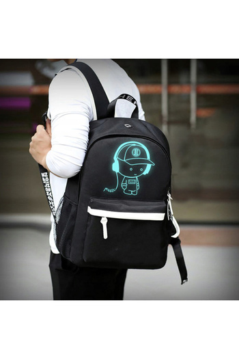zola Teenage backpack, USB, headphone jack, combination lock, pencil case, reflective, 42x14x33 cm