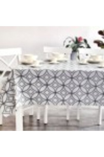 Pucioasa Teflon-coated cotton tablecloth, 160x320cm, geometric pattern with circles