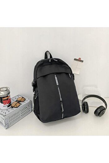 zola Teenage backpack with 3 compartments, waterproof, black and white, 44x30x14 cm