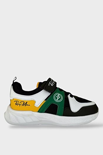 Liger Black-Green Children's Sneakers - Lace-Up and Velcro