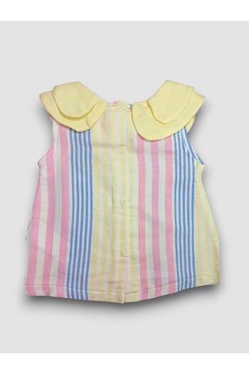 For My Baby Kız Bebek 2'li Takım Yaka Çizgi Renkli Bluz Dokuma 2li Alt Üst Takım