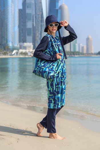 Minel Çağla Full Covered Long Hijab Swimsuit - Women's Set of 2 U-043