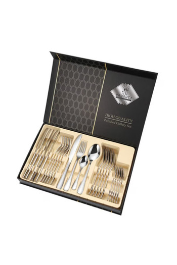 OEM Set de tacâmuri, stil portughez, 24 piese, oțel inoxidabil, modern și elegant