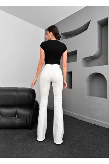 SANTA BELLA Dodge White Flared Leg High Waist Jean Flare Women's Colorfast Power Lycra Recovery Jeans