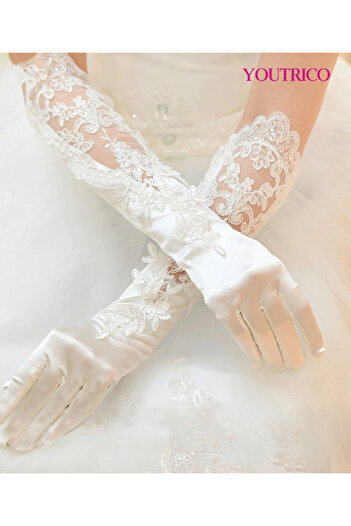 Youtrico Wedding Gloves - Vintage Ivory Lace Bridal Accessories for Classic Romance