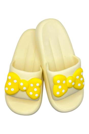 TECOS Women's Slippers, ®, Size 36-37, Yellow With 3D Bow Print, Very Light, 23.5 Centimeters