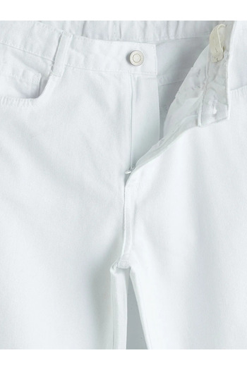 LC Waikiki Lcw Kids White Straight Fit Stone Girl's Trousers