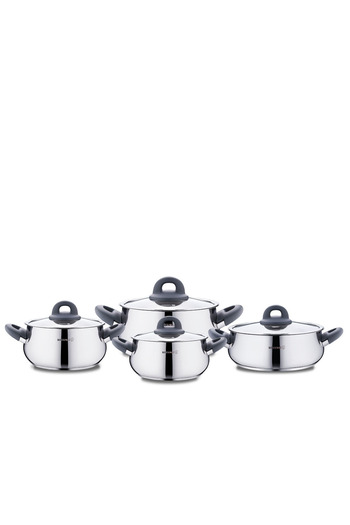 KORKMAZ Bella Smoked 8 Piece Cookware Set A1848-3