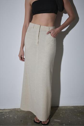 Suud Collection Natural Marie Maxi Linen Skirt