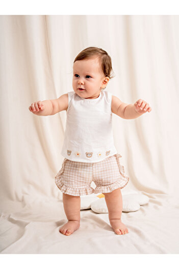 Kidaxi Pitikare Patterned 2-Piece Baby Girl Set |   Sweet and Stylish Combination |   3-24 Months |   Kd53391
