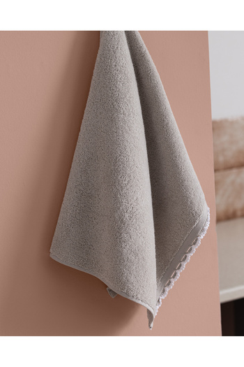 Madame Coco Bastienne Crochet 100% Cotton Face Towel - Gray/White - 50X70 cm